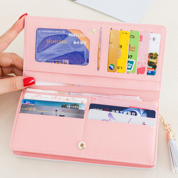 Дамски портфейл с декорация коте и пискюл в четири цвята