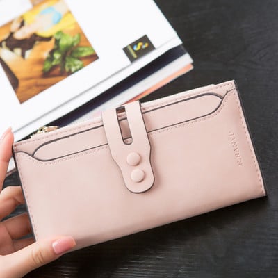 Стилен дамски портфейл с две копчета в 5 цвята