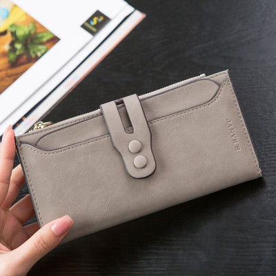 Стилен дамски портфейл с две копчета в 5 цвята