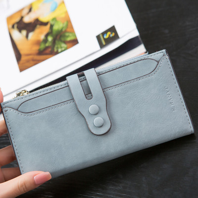 Стилен дамски портфейл с две копчета в 5 цвята