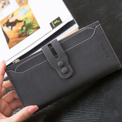 Стилен дамски портфейл с две копчета в 5 цвята