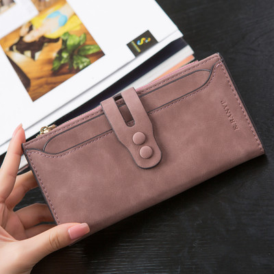 Стилен дамски портфейл с две копчета в 5 цвята