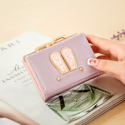 Красив дамски мини портфейл с лъскави декорация в няколко цвята