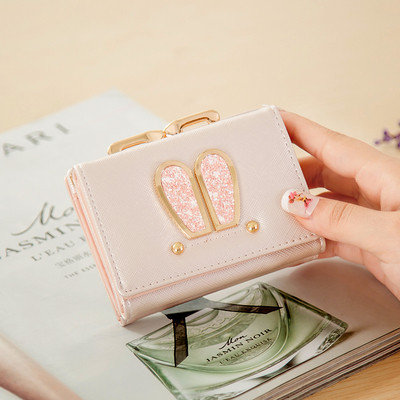 Красив дамски мини портфейл с лъскави декорация в няколко цвята