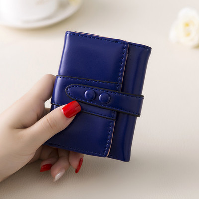 Мини дамски портфейл с две копчета в шест цвята