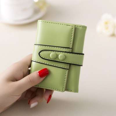 Мини дамски портфейл с две копчета в шест цвята