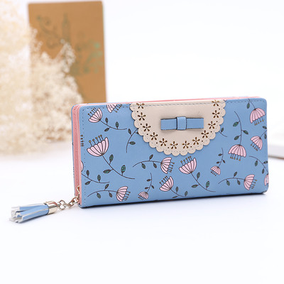 Сладък дамски портфейл с изображения и панделка в няколко разцветки