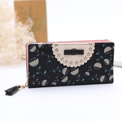 Сладък дамски портфейл с изображения и панделка в няколко разцветки