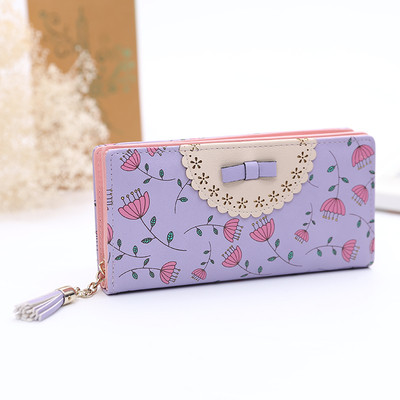 Сладък дамски портфейл с изображения и панделка в няколко разцветки