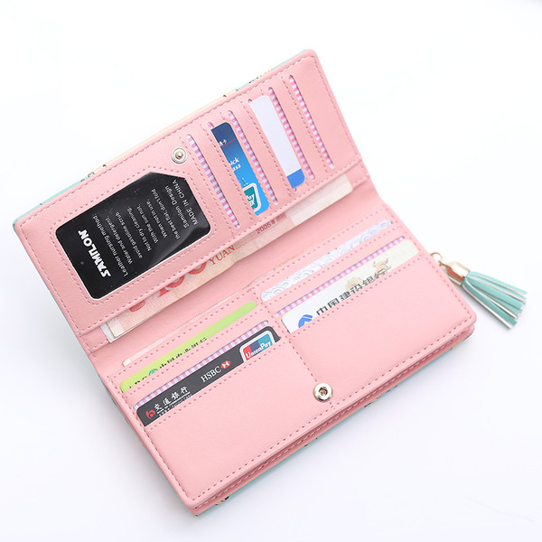 Сладък дамски портфейл с изображения и панделка в няколко разцветки