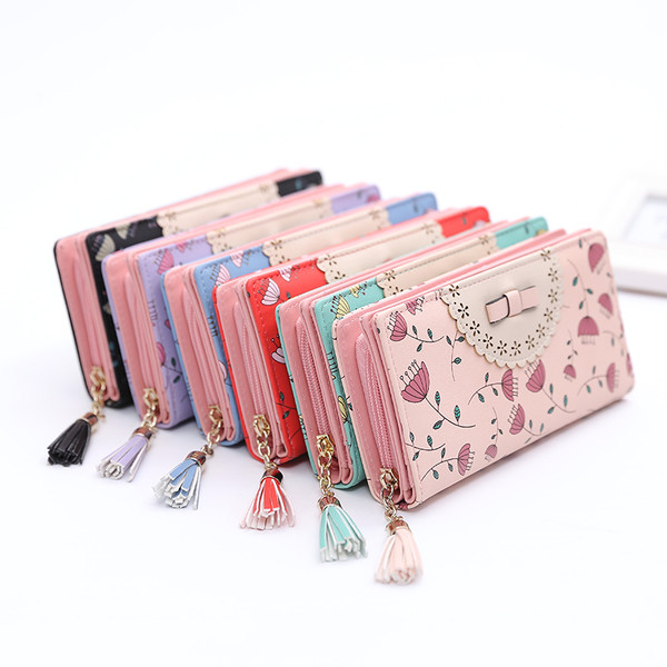 Сладък дамски портфейл с изображения и панделка в няколко разцветки