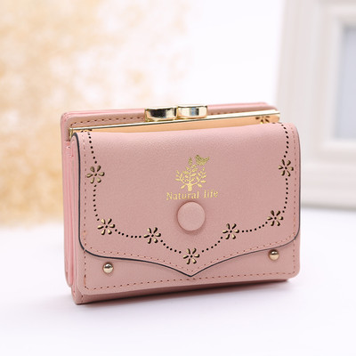 Стилен мини дамски портфейл с едно копче в много цветове