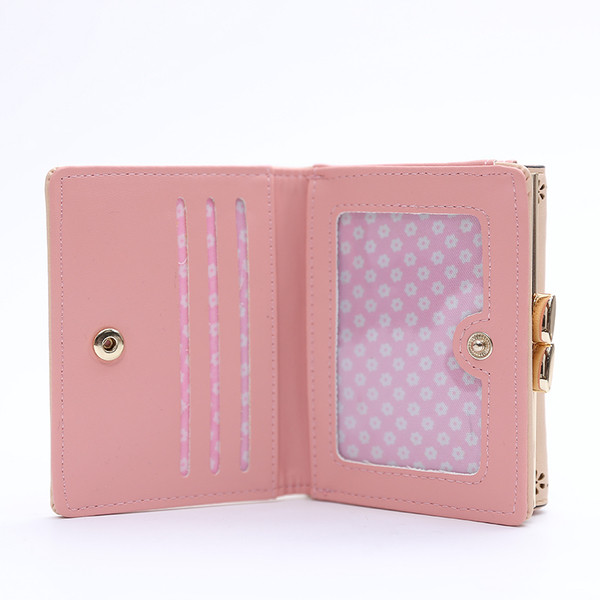 Стилен мини дамски портфейл с едно копче в много цветове