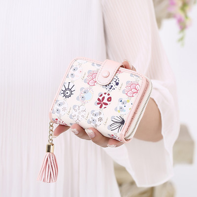 Сладък мини дамски портфейл с едно копче в различни разцветки