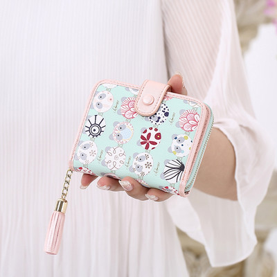 Сладък мини дамски портфейл с едно копче в различни разцветки