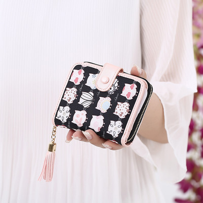 Сладък мини дамски портфейл с едно копче в различни разцветки