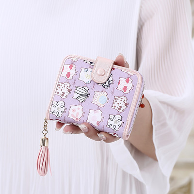 Сладък мини дамски портфейл с едно копче в различни разцветки