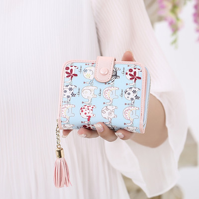 Сладък мини дамски портфейл с едно копче в различни разцветки