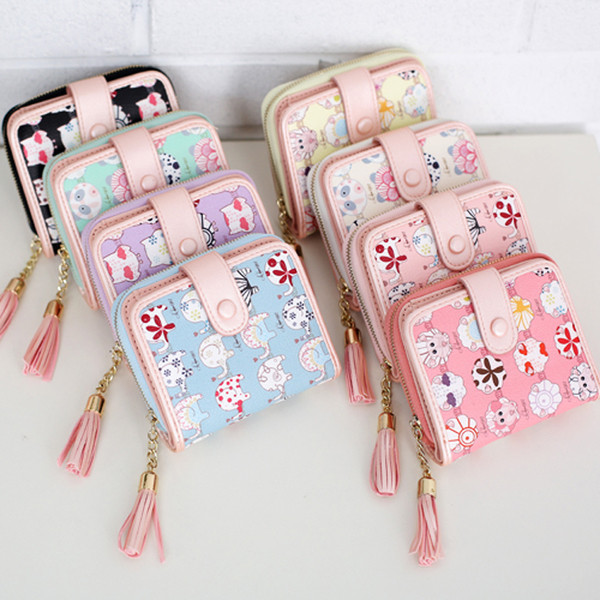 Сладък мини дамски портфейл с едно копче в различни разцветки