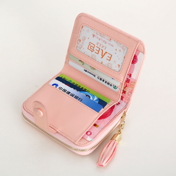 Сладък мини дамски портфейл с едно копче в различни разцветки