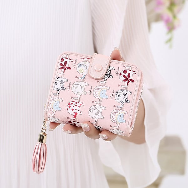 Сладък мини дамски портфейл с едно копче в различни разцветки