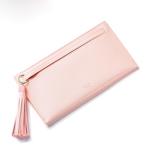 Красив дамски портфейл с пискюл в пет цвята