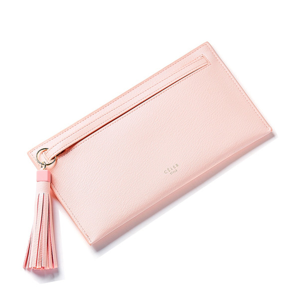 Красив дамски портфейл с пискюл в пет цвята