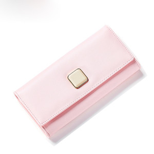 Дамски портфейл в шест цвята с копче