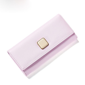 Дамски портфейл в шест цвята с копче