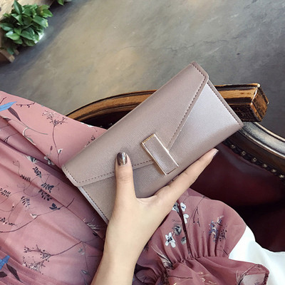 Красив дамски портфейл  в три цвята с метална декорация