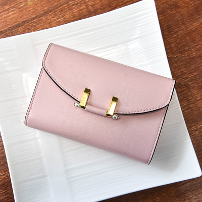 Сладък портфейл за дамите с метална декорация в бял, розов и черен цвят