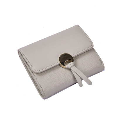 Стилен мини портфейл за дамите с метална декорация