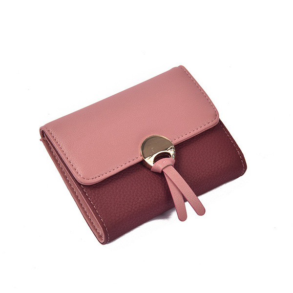 Стилен мини портфейл за дамите с метална декорация