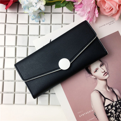 Изчистен стилен модел дамски портфейл с копче, в много цветове