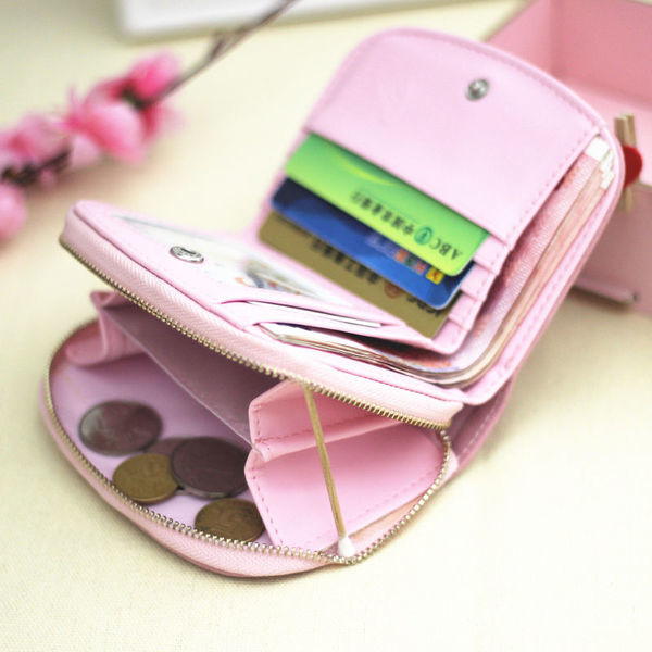 Мини портфейл с декорация цветя в различни цветове