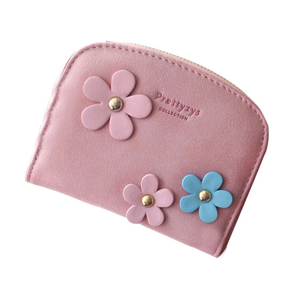 Мини портфейл с декорация цветя в различни цветове