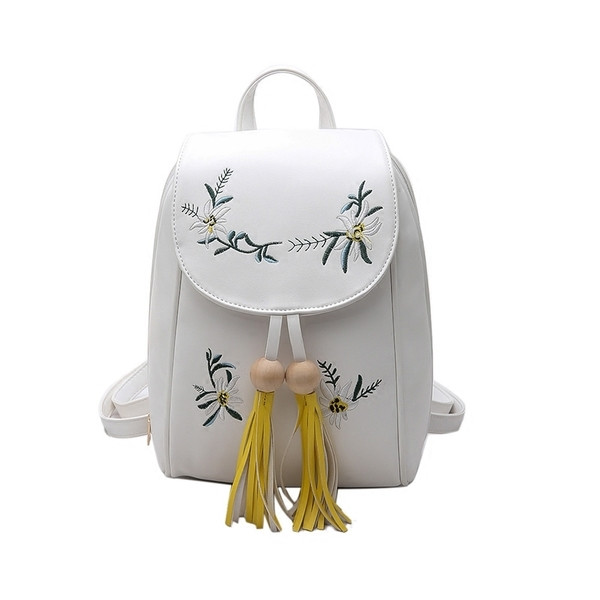 Καλοκαιρινό γυναικείο σακίδιο με φούντα και κεντήματα σε έξι χρώματα