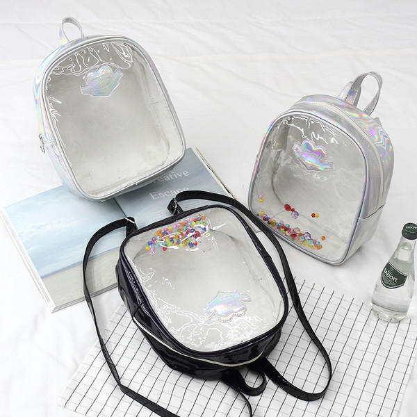 Μοντέρνο και διαφανύ γυναικείο  σακίδιο σε τρία χρώματα