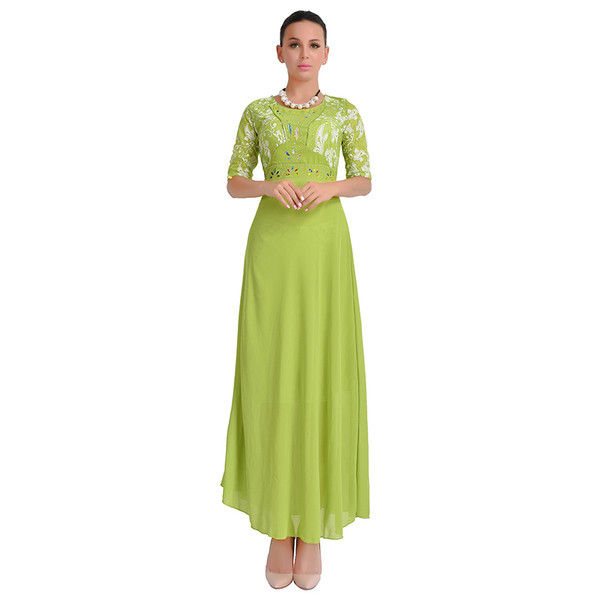 Γυναικείο φόρεμα με  κεντήματα στο μπουστάκι και στα μανίκια σε 6 χρώματα