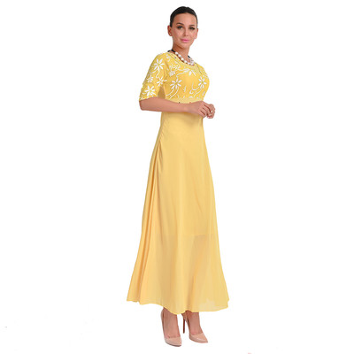 Γυναικείο μακρύ φόρεμα με δαντέλα σε σχήμα O 