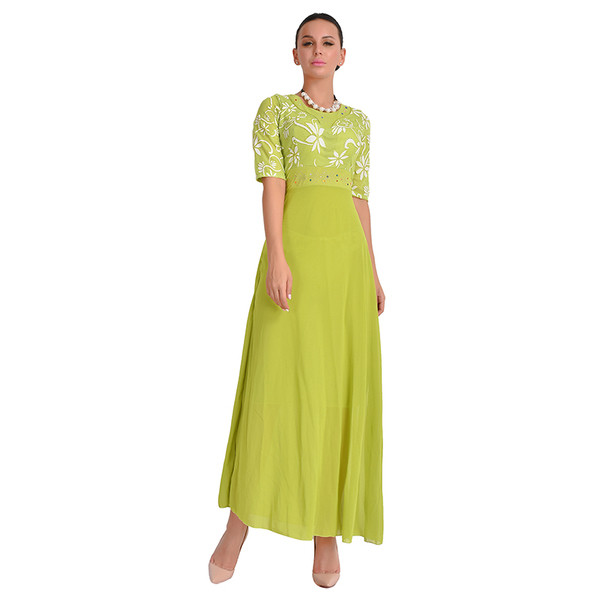 Γυναικείο μακρύ φόρεμα με δαντέλα σε σχήμα O 