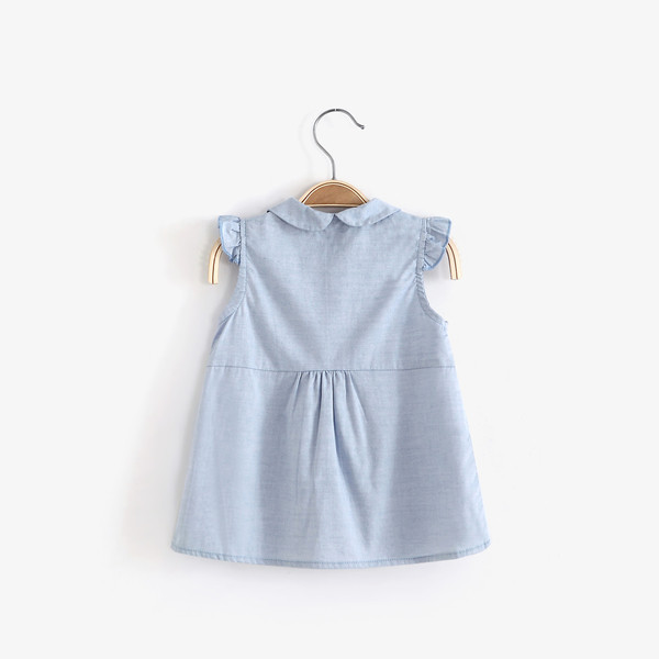 Сладка детска риза за момичета без ръкав с панделка