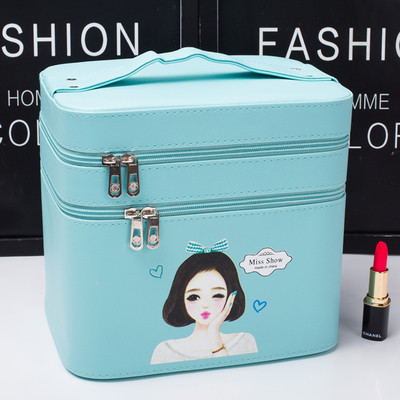 Козметична дамска чанта с дръжка и изображение в няколко цвята