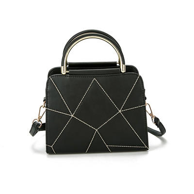 Малка дамска чанта в кафяв, сив и черен цвят