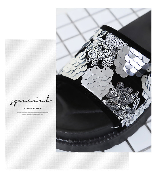 Красиви гумени дамски чехли в два цвята пайети