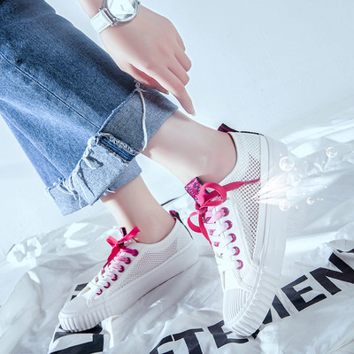 Γυναικεία πάνινα παπούτσια  με ένα έγχρωμο δίχτυ σε τρία χρώματα