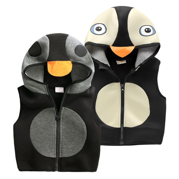 Γλυκό παιδικό γιλέκο για αγόρια με κουκούλα και δύο χρώματα