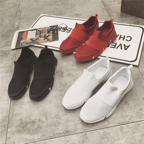 Πανέμορφα ανδρικά πάνινα παπούτσια χωρίς κορδόνια σεκόκκινο, μαύρο και άσπρο χρώμα