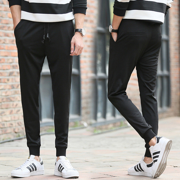 Αθλητικά κομψά αντρικά παντελόνια σε μαύρο χρώμα