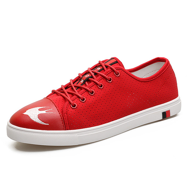 Ανδρικά πάνινα παπούτσια  σε λευκό, κόκκινο και μαύρο χρώμα